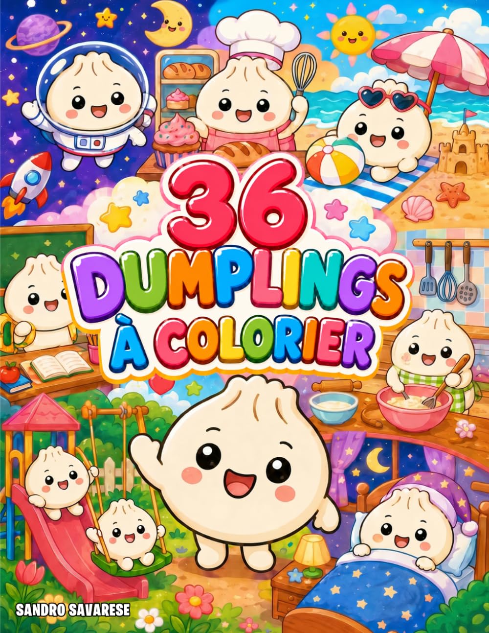 Dumpling Kawaii – Livre de Coloriage pour Enfants: 36 illustrations de Dumpling à colorier pour les enfants de 4 à 10 ans