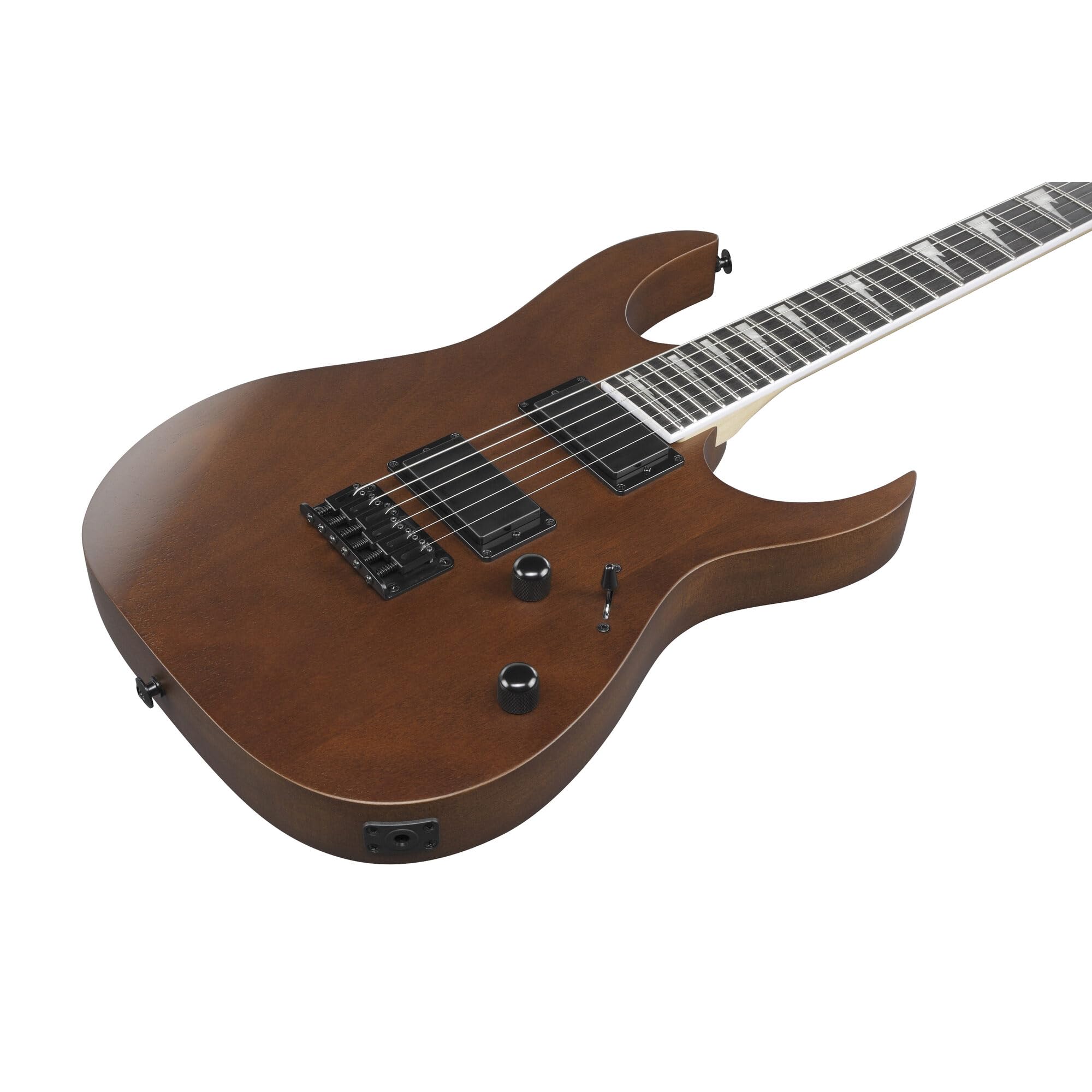 Ibanez GRG121DX-WNF, noyer plat | Corps Okoume, manche en érable GRG, touche Purpleheart, double humbuckers IBZ-6, pont fixe F106, 24 frettes