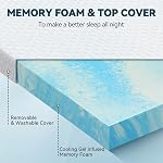 2 Refroidissement de pouce Gel Mémoire Mousse Matelas Topper Twin Taille, Ajusté à Rebound Ventilé pour Relief de Douleur Back, Lit Topper avec Couverture souple amovible, Certifié CertiPUR-US