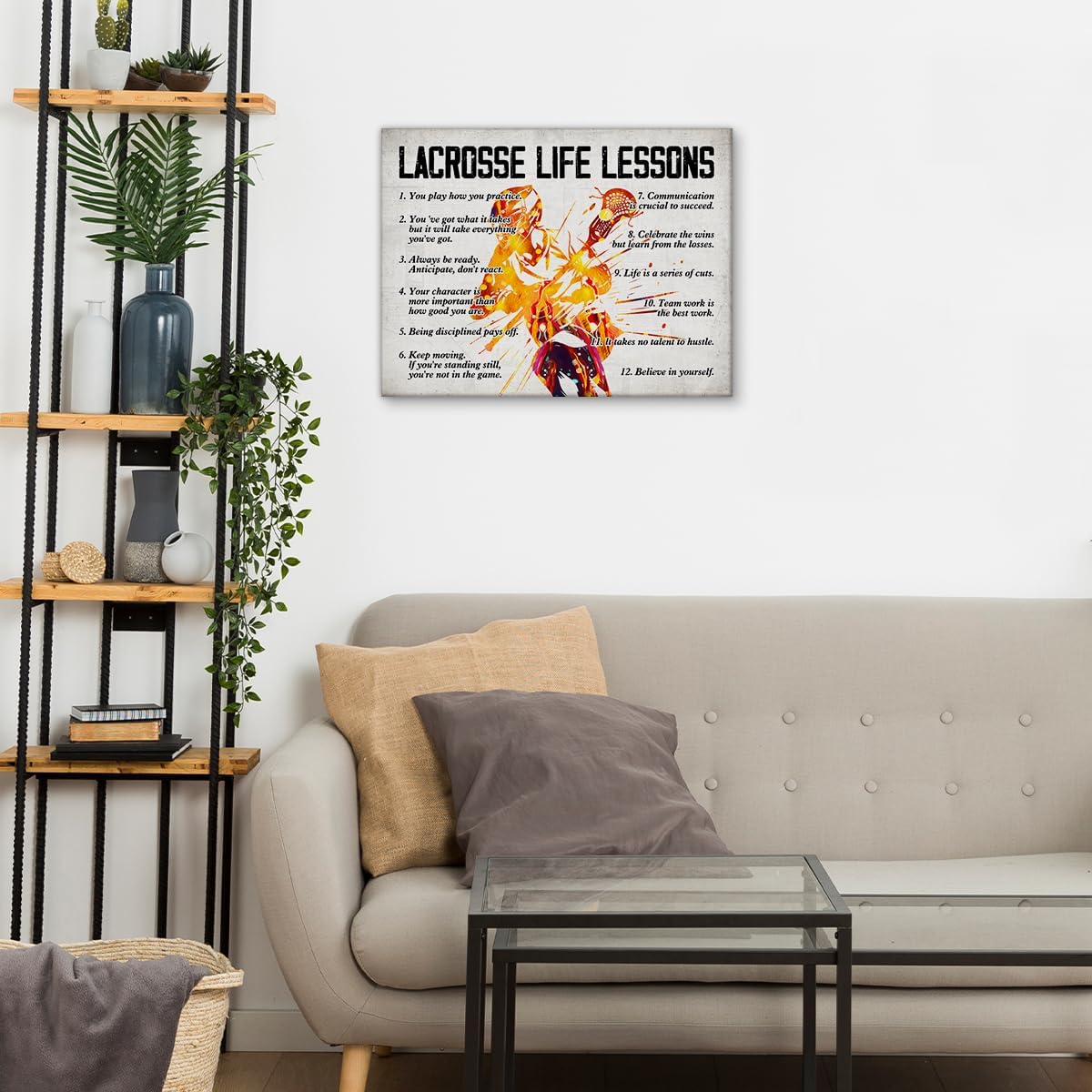 Lacrosse Canvas Wall Art for Home Decor, Lacrosse Life Lessons Motivational Posters Canvas Print Painting Ready to Hang Gifts - Easel & Hanging Hook 12x15 Inch - Image 6