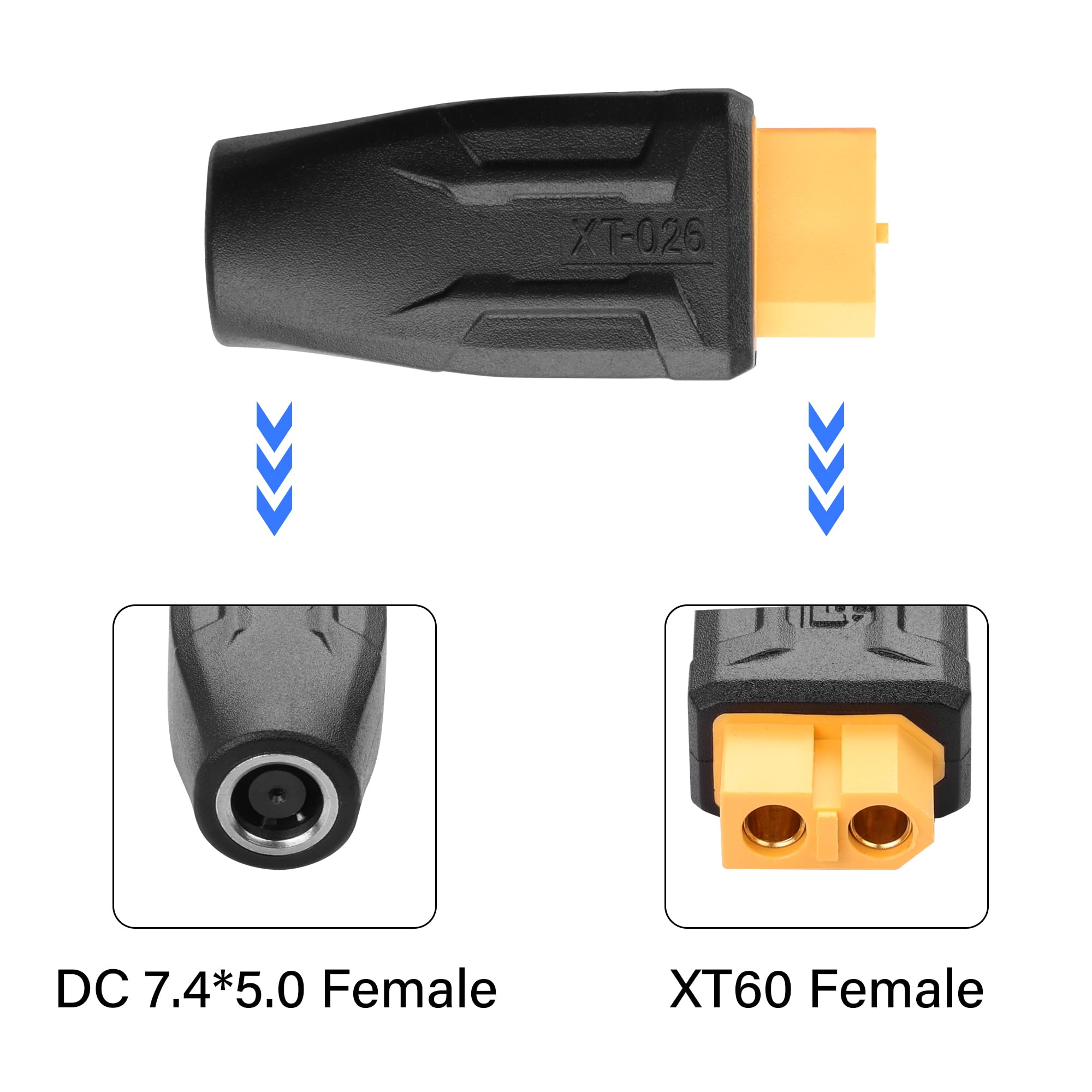 SinLoon 2-pak XT60 na DC7450 adapter XT60 na DC 7,4 mm x 5,0 mm bezprzewodowy do lutownicy TS100, zasilanie monitora FPV, drona (XT-026)