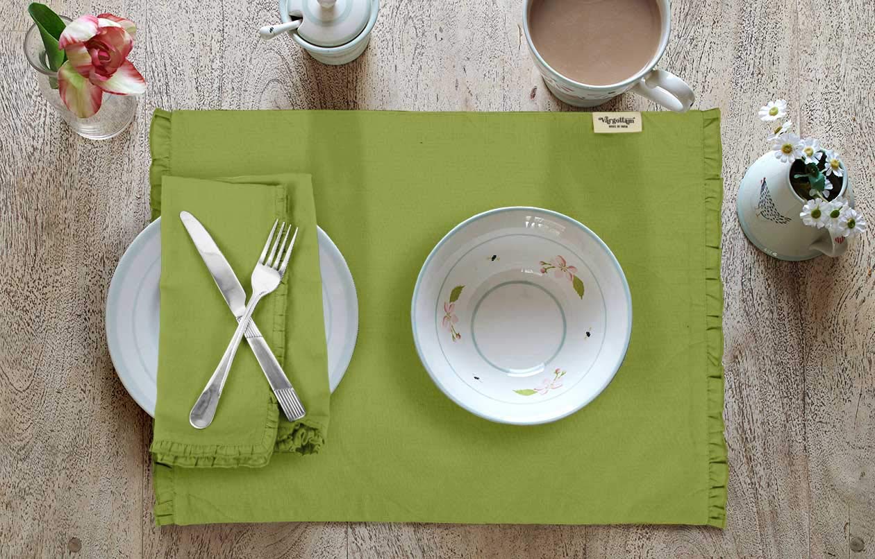 Verde Claro slido Decoracin del Hogar Comedor Tablemats Reversibles con El Conjunto De Servilletas-Paquete de 6