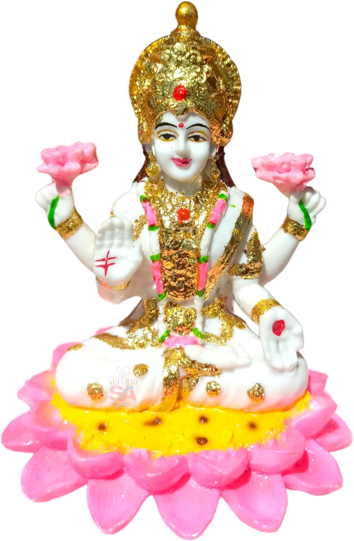 S A GIFTS Sai Amrut Polymarble Handcrafted Laxmi MATA ji Idol/Statues for Home Decor, Pooja (4.5 inch) (White), Religious
