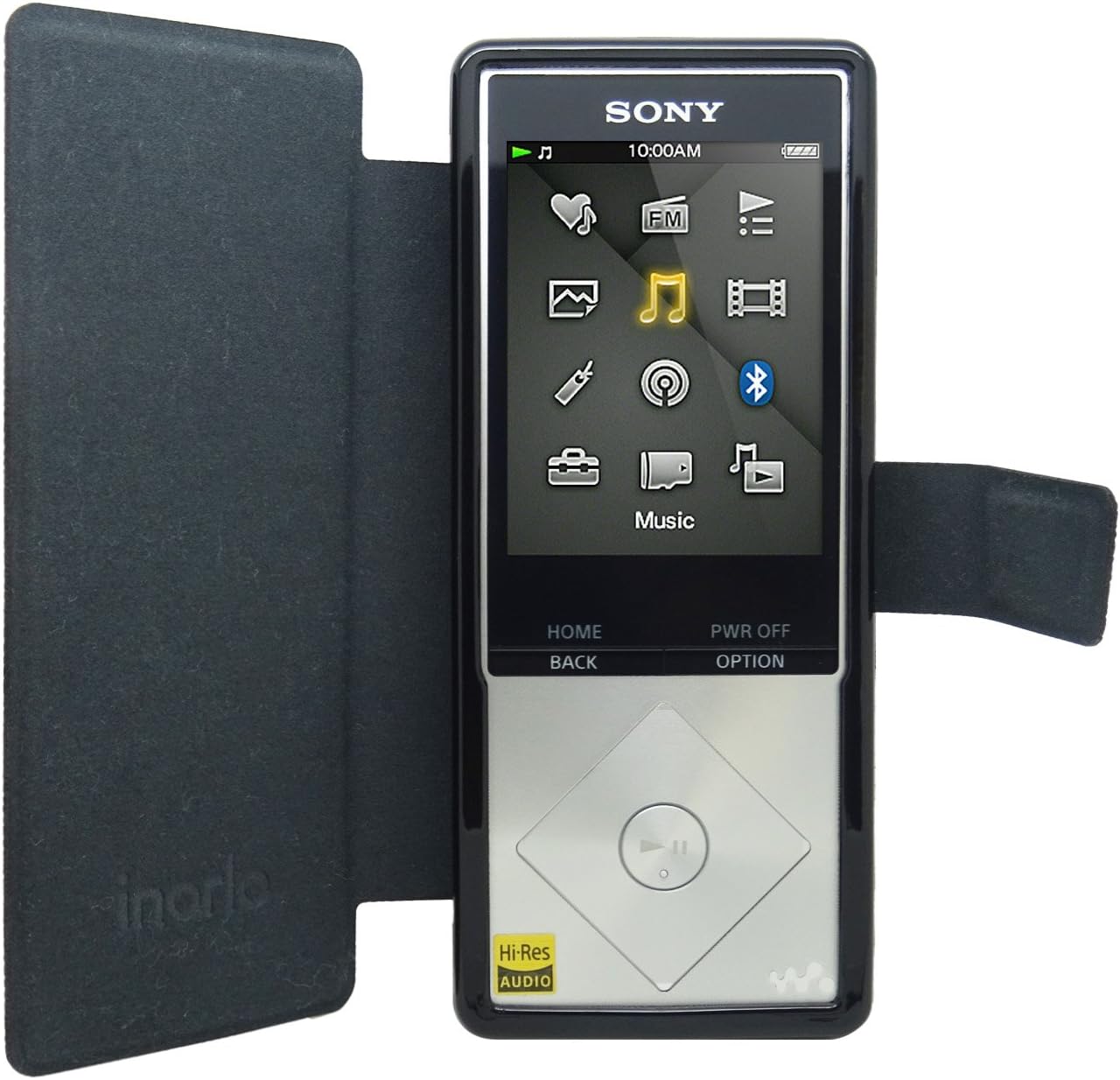 PU Leather flip case for Sony Walkman NWZ-A15 NWZ-A17 NW-A25 NW-A27, with reinforced TPU bumper and screen protector (Black)
