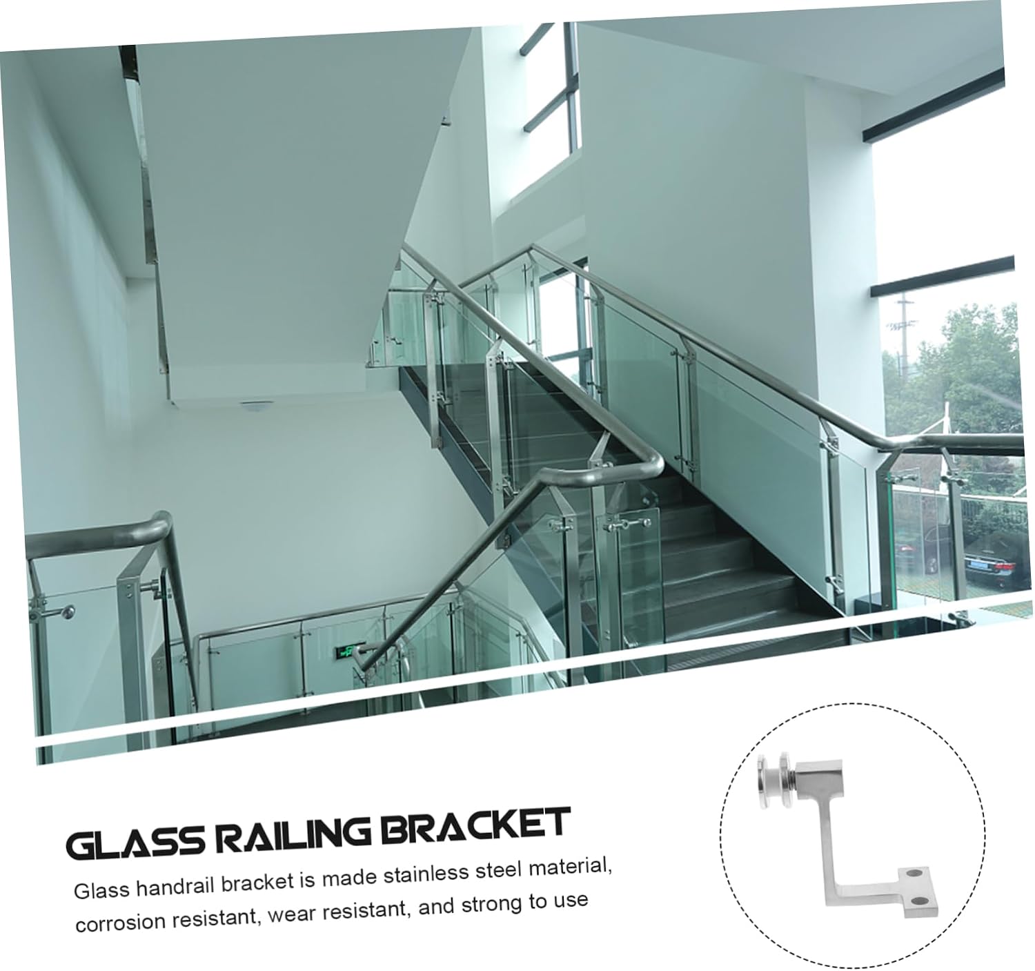 Stainless Steel Handrail Bracket Heavy Duty Glass Mount Bracket for Stairs Indoor Outdoor Use