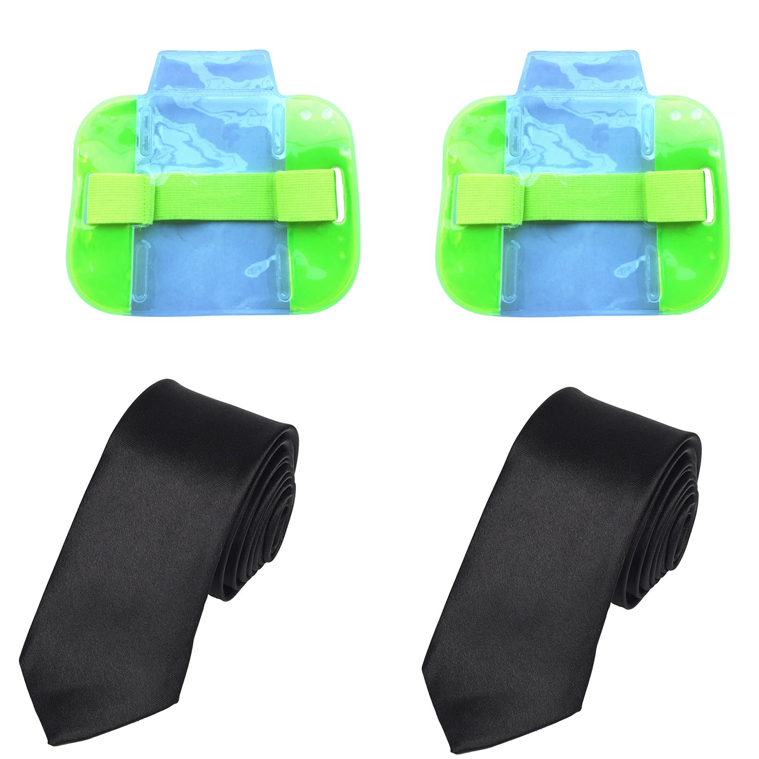 NAUZE 4 Pieces Sia Security Kit Armband Badge Holder Tie ID Card Badge Holder Security Armband for Emergency Rescue Personnel Security Personnel Guards (Green)