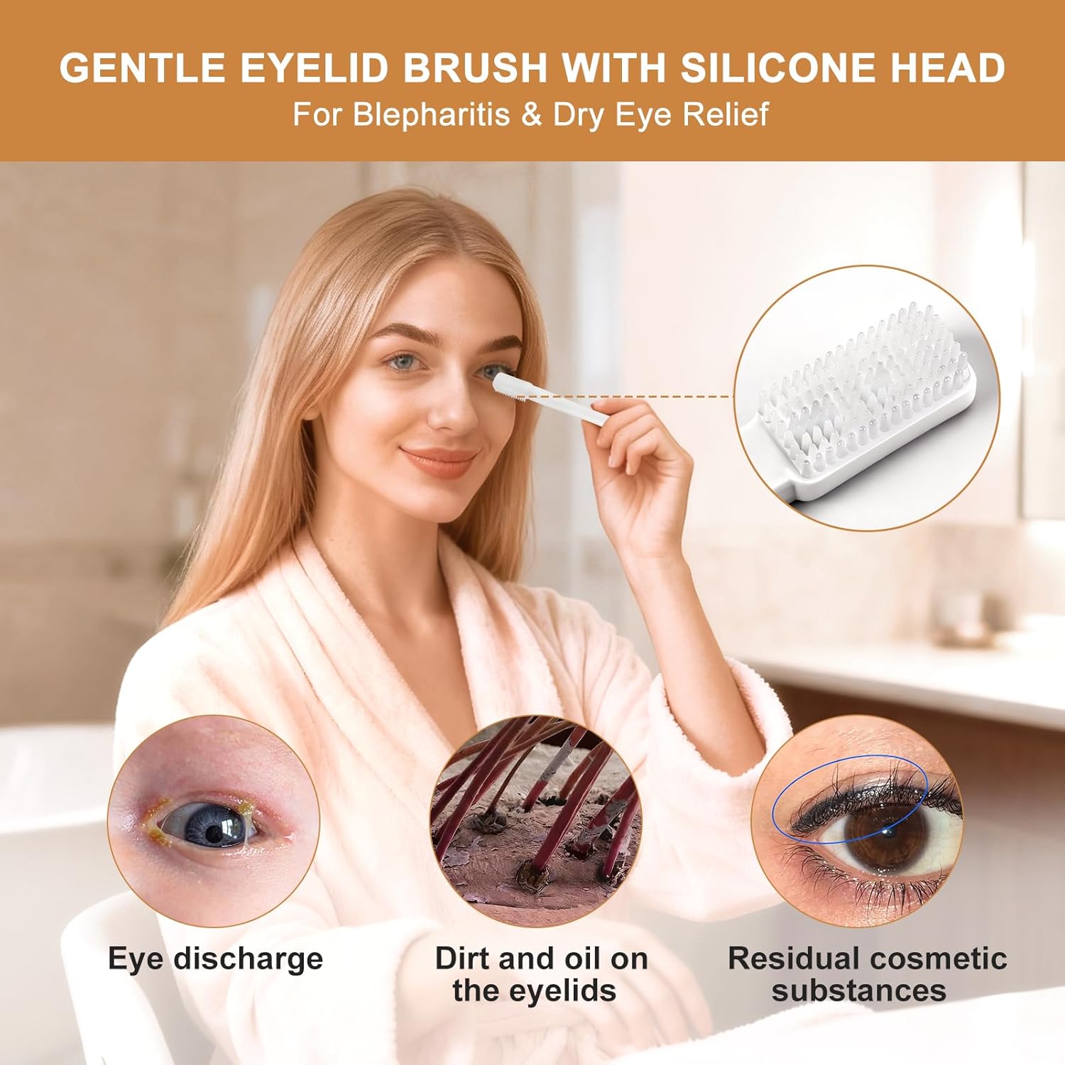 Eyelid Brush with Soft Silicone for Sensitive Eyelids, Gentle Eyelid Margins Scrub Cleansing Brush for Blepharitis, Dry Eyes Relief, Oil, and Lid Scrub Device(5pcs) - Image 2