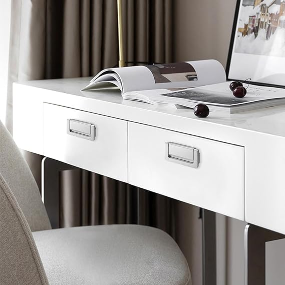 LELE LIFE 4Pcs Flush Ring Pull Cabinet Handles, Hidden Recessed Foldable Drawer Pulls, Zinc Alloy Low Profile Furniture Door Pulls for Cupboard Wardrobe,Nickel