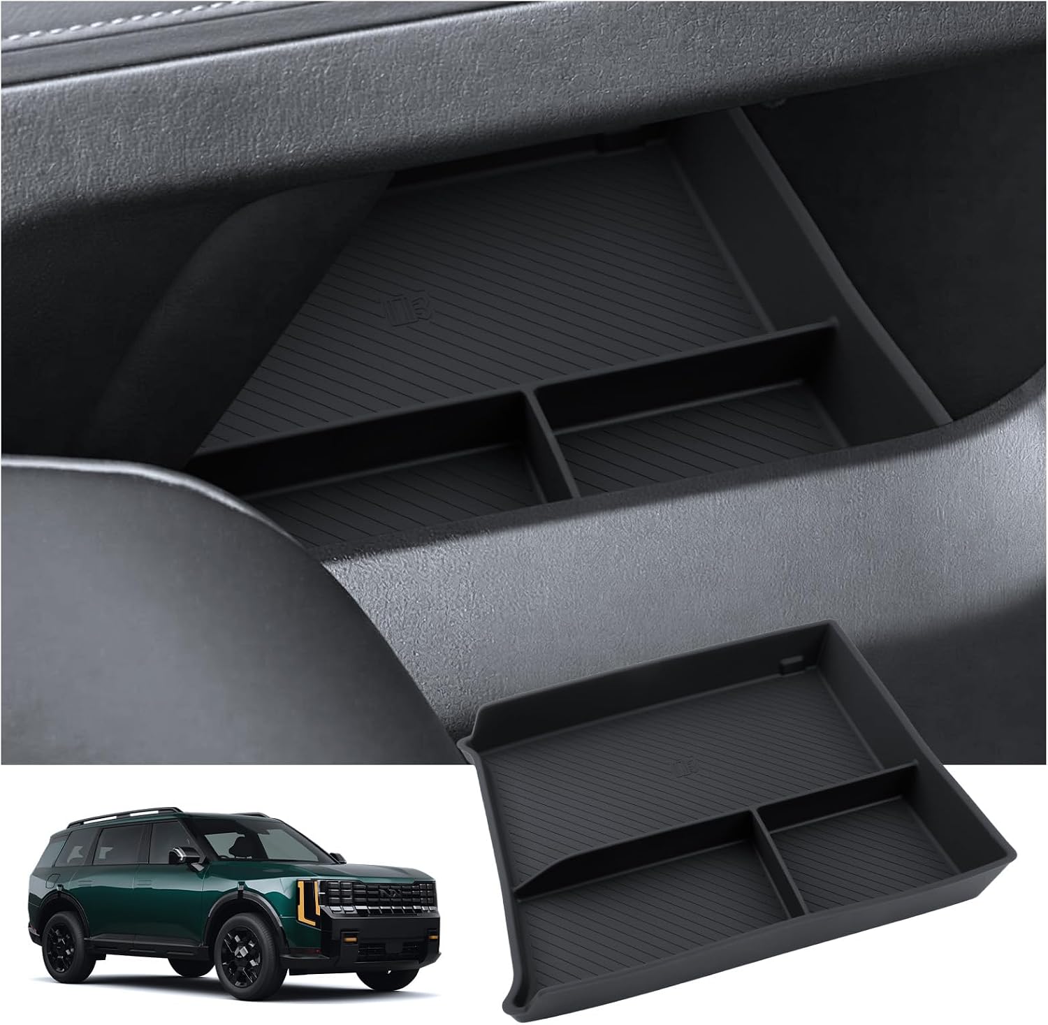 2027 Telluride Lower Center Console Organizer for 2027 Kia Telluride (S/LX/EX/X-Line/SX/SX Prestige/X-Pro SX Prestige) TPE Under Console Bridge Storage Box Console Tray 2027 Telluride Accessories