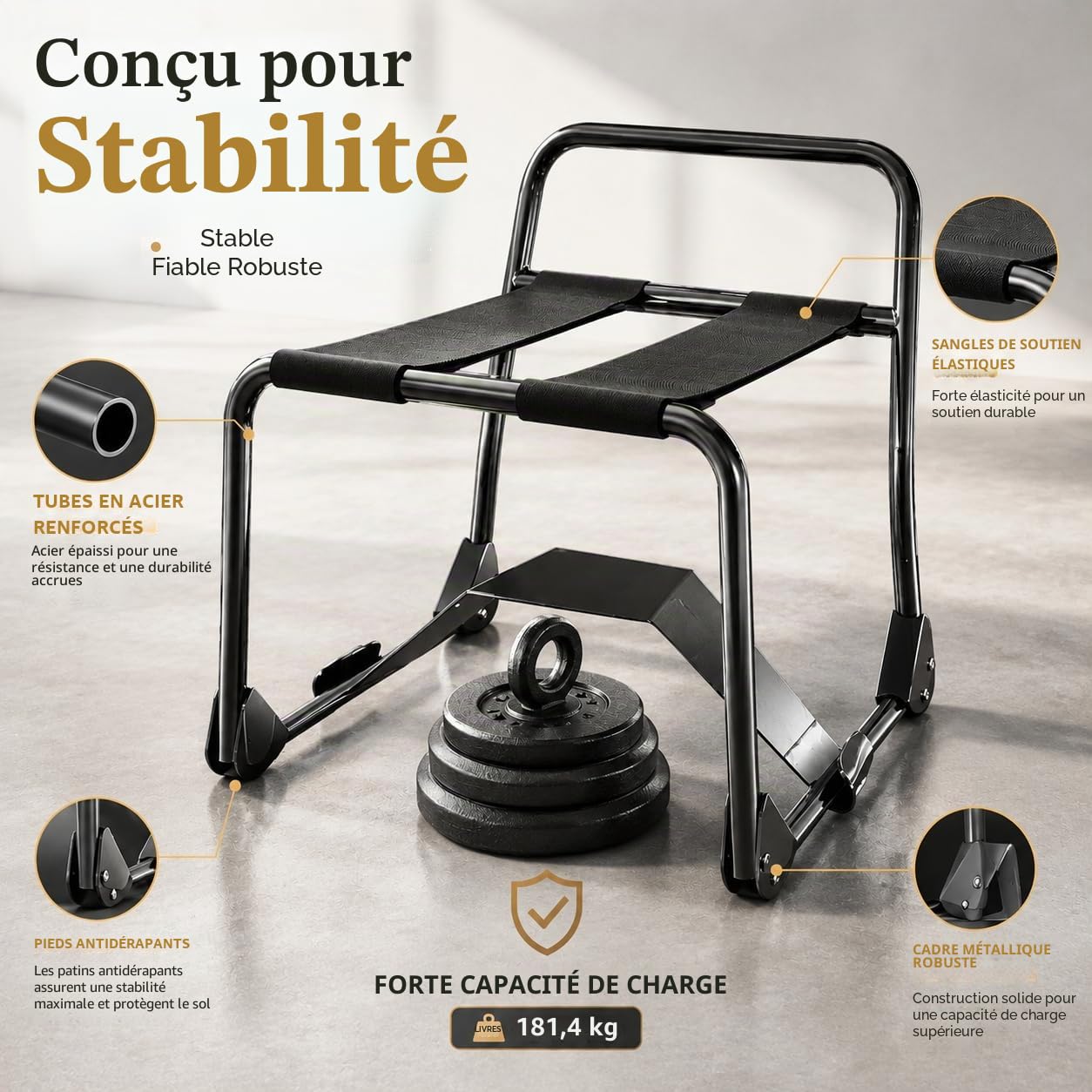 Chaise de sexe pliable – Grande aide pour les positions amoureuses avec poignée, banc de sexe portable et positionneur pour les couples, jeux SM et aventures érotiques, meuble d'amour robuste pour des