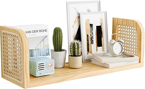 Miniatura 7 de Estante de pared de ratán, estantes colgantes para pared, estantes decorativos para decoración natural de guardería, estantes de repisa de fotos,