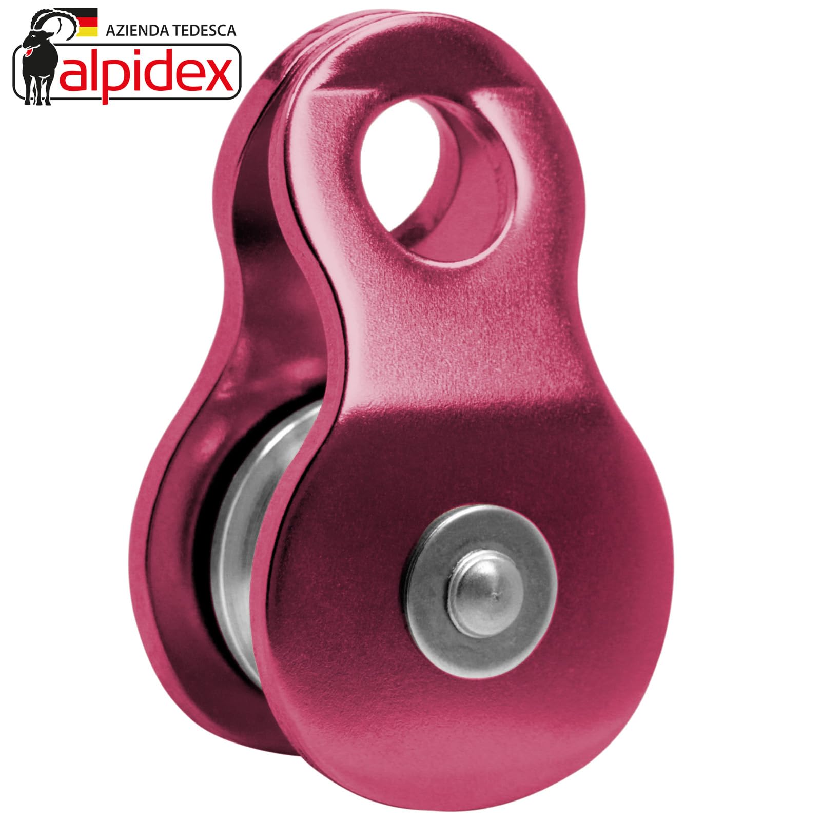 ALPIDEX Carrucola Mobile 20 KN | Bozzello per Carrucola | Standard EN12278 | Funi Fino 11 mm di Diametro | Pulegge Paranco Fune | Carrucole per Sollevamento | Puleggia Rota