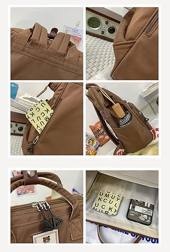 Miniatura 3 de JHTPSLR Mochila preppy linda mochila vintage sólida estética mochila libros bolsas grandes impermeable mochila portátil suministros, Verde salvia,