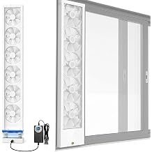 Vertical Window Fan for Sliding Windows, Adjustable Airflow Exhaust Fan with Variable Speed, No-Drill Retractable Vent for Bedroom Kitchen Office, Adjustable Fit 13.859inWhite,47-51in