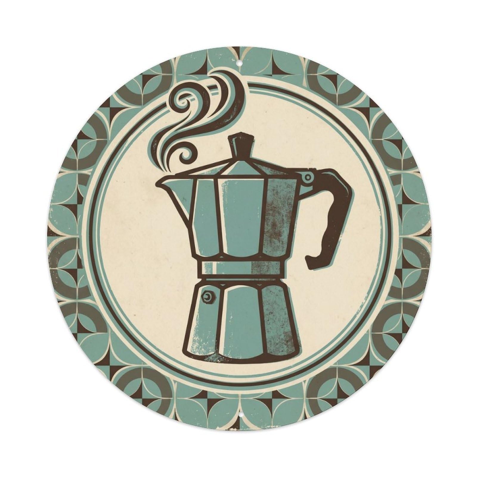 Vintage Espresso Advertising Coffee Beans Roastery Graphic Metal Tin Sign Plaque Wall Decor for Cafe, Man Cave, Club Bar, Office, Home Garden Round Metal Poster 8x8Inch