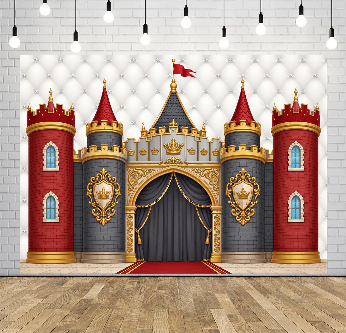 BELECO 3x2.5m Sfondo in tessuto Castello Fiabesco Reale | Castello Regno Tappeto Rosso Medievale Sfondo Festa Compleanno Principe Principessa Telo Di Sfondo
