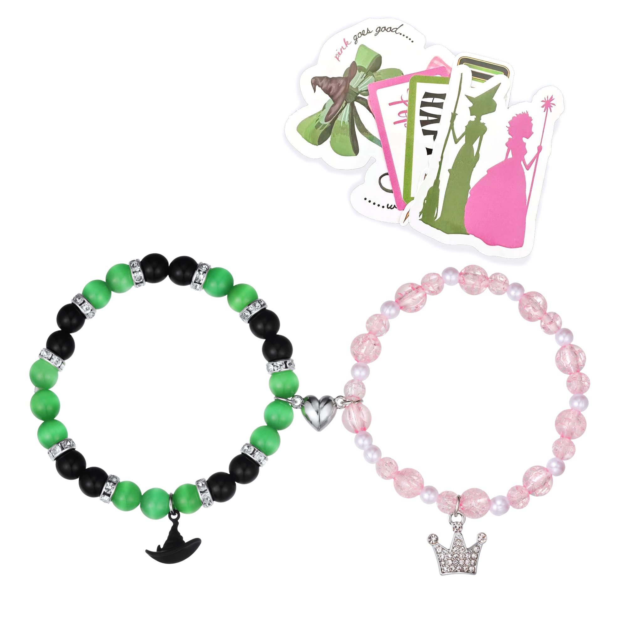Wicked Bransoletka Elphaba Galinda Pasujące Bransoletki Wicked Merch Biżuteria Muzyczne Akcesoria Prezentowe, Duża, Stal Stopowa, Bez kamieni szlachetnych, Large, Stal stopowa, Bez kamieni