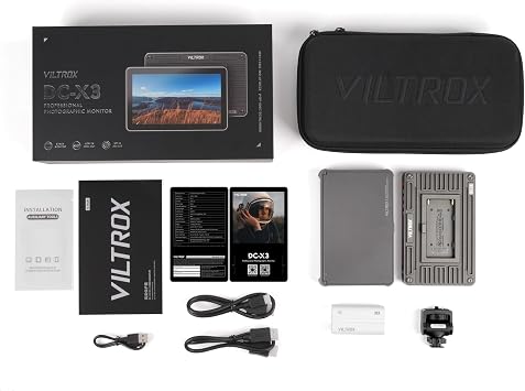 VILTROX DC-X3 Touchscreen FHD IPS Camera Monitor, 2000 nits 4K SDI HDMI in/Out Video Field Monitor Kit with Sunshade Hood, 3D LUT, Waveform, Histogram & Vectorscope Tools, Black