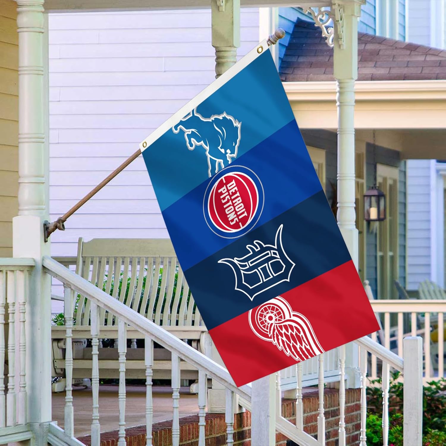 TisTm Detroit Four Team Flag 3x5 feet Basketball Team Flags Holiday Party Sports Yard Indoor Outdoor Decoration Fans Gift