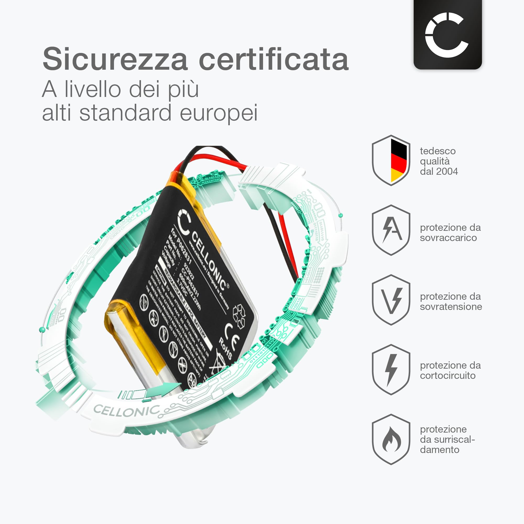 CELLONIC, Batteria per altoparlante compatibile con JBL Flip 2 (2013) (2000mAh, 3.7V) Batteria di Ricambio AEC653055-2P