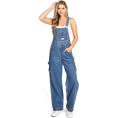 Lana Roux 90s Retro Revolt Dungaree Utility Denim Jumpsuit Jean Overalls