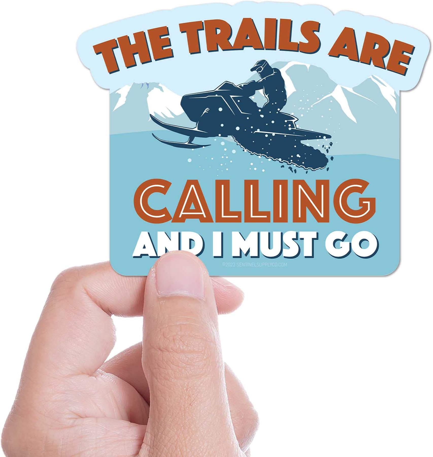 The Trails Are Calling & I Must Go Snowmobile Sticker, Winter Sports Adventure Decal, Outdoor Snow Machine Sticker