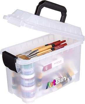 ArtBin 6815AG Mini Sidekick Carrying Case, Portable Art & Craft Organizer with Handle, [1] Plastic Storage Case, Clear