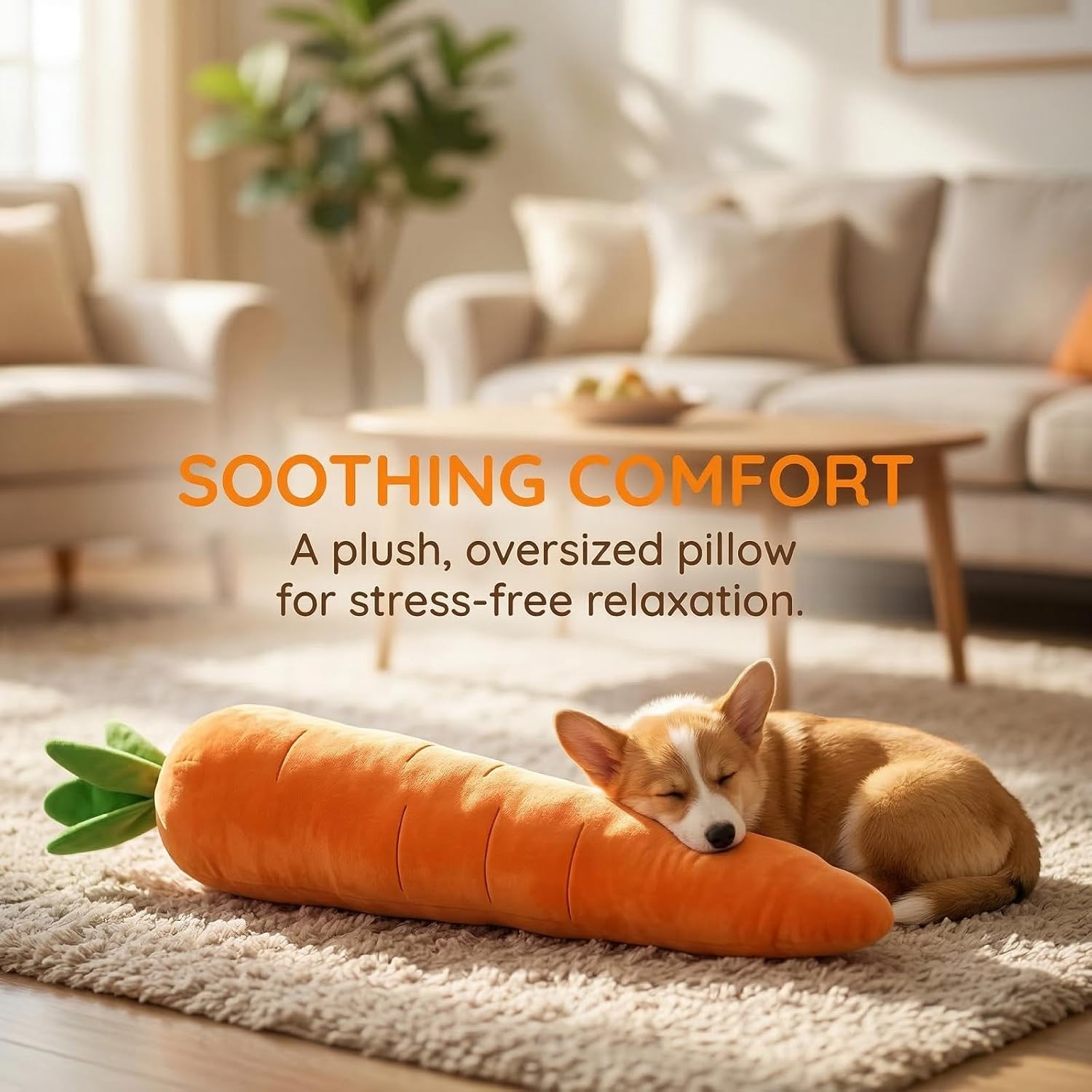 Giant Carrot Dog Toy, for Soft Chewers, Durable Squeaky & Crinkle, for Small, Medium, Large Dogs, Indoor Outdoor Play,Cute Soft Stuffed Indoor Pet Toy