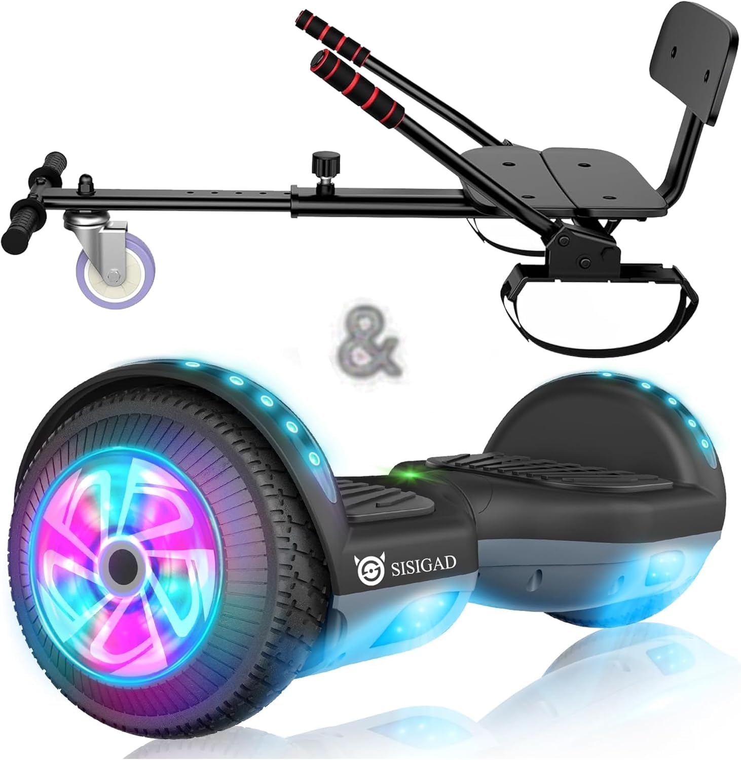 SISIGAD Seat Attachment Combo, A12 Go Kart Accessories with Adjustable Frame Length, Ideal Present for Kids Boys Girls Teens Adults, A BK GY+Black