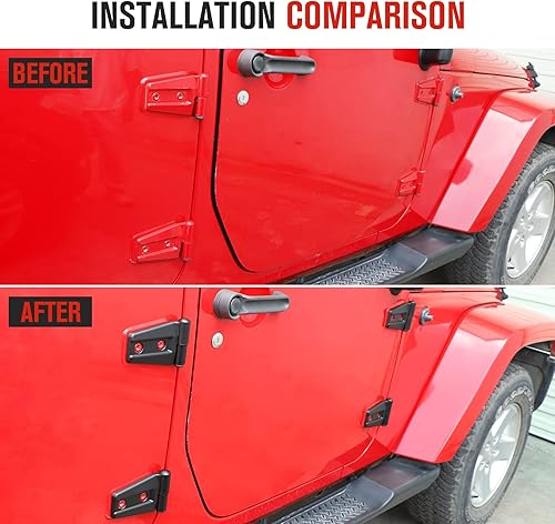 Miniatura 6 de 8 cubiertas protectoras de bisagra de puerta para Jeep Wrangler JK JKU 2007-2018 de 4 puertas (negro mate)