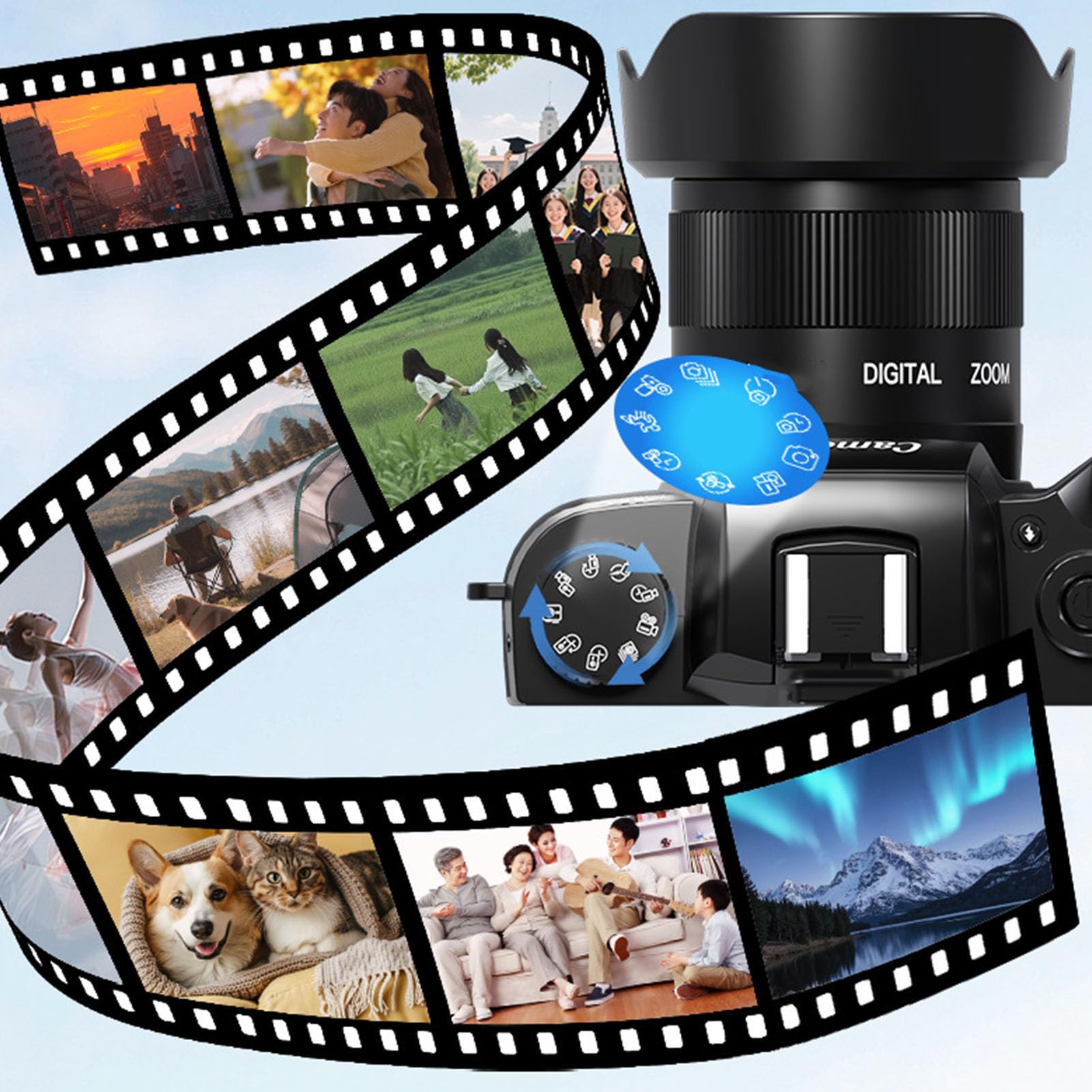 ASHATA Camera Digitale da 64 MP 4K per Fotografia, Videocamere Zoom 16x per le Riprese, con Sensore CMOS Flash LED WiFi, Touch Screen da 4 ", Digicam Vlog per Adolescenti Principianti