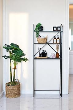 Metal Ayaklı 3 Raflı Banyo Rafı Çamaşır Makinesi Üstü Dekoratif Organizer Askılık