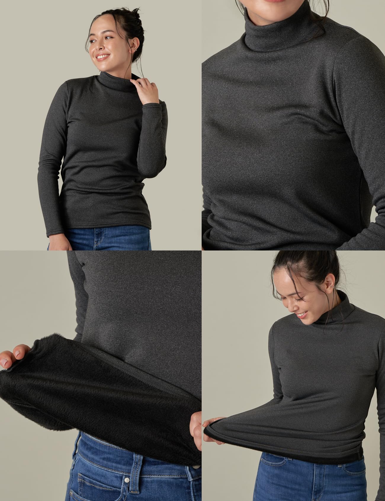 LAPASA Donna Maglia Termica Collo a Lupetto L87 L89 - Abbigliamento Termico Traspirante a Maniche Lunghe Fodera in Pile Strato Base