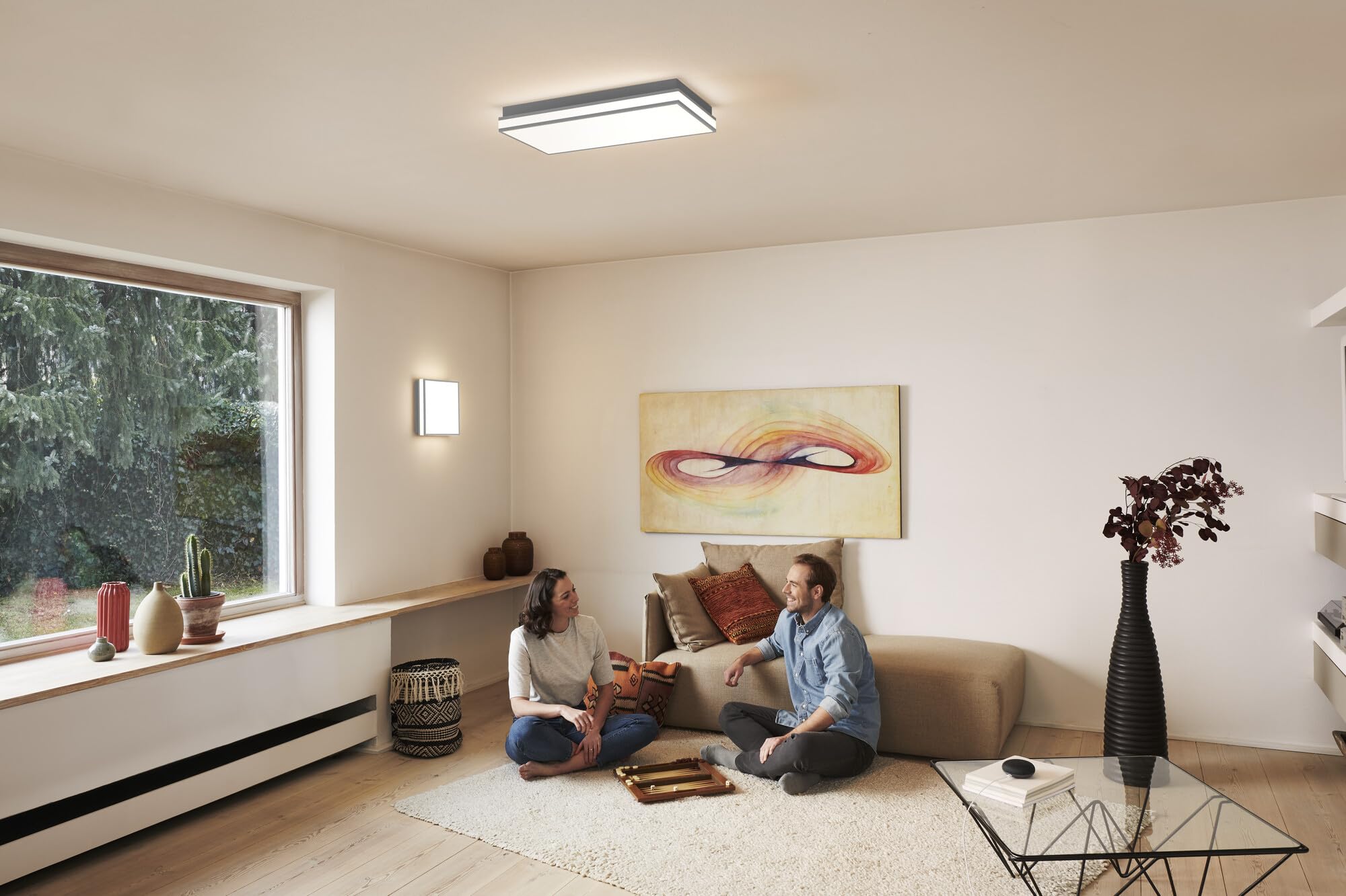 LEDVANCE ORBIS MAGNET SMART+ Wi-Fi 45x45cm, dimmbare LED Deckenleuchte für den Innenbereich, 42W, Farbtemperatur 3000-6500K, 4200 Lumen, Design-Lampe mit innovativem Magnetrahmen, schwarz