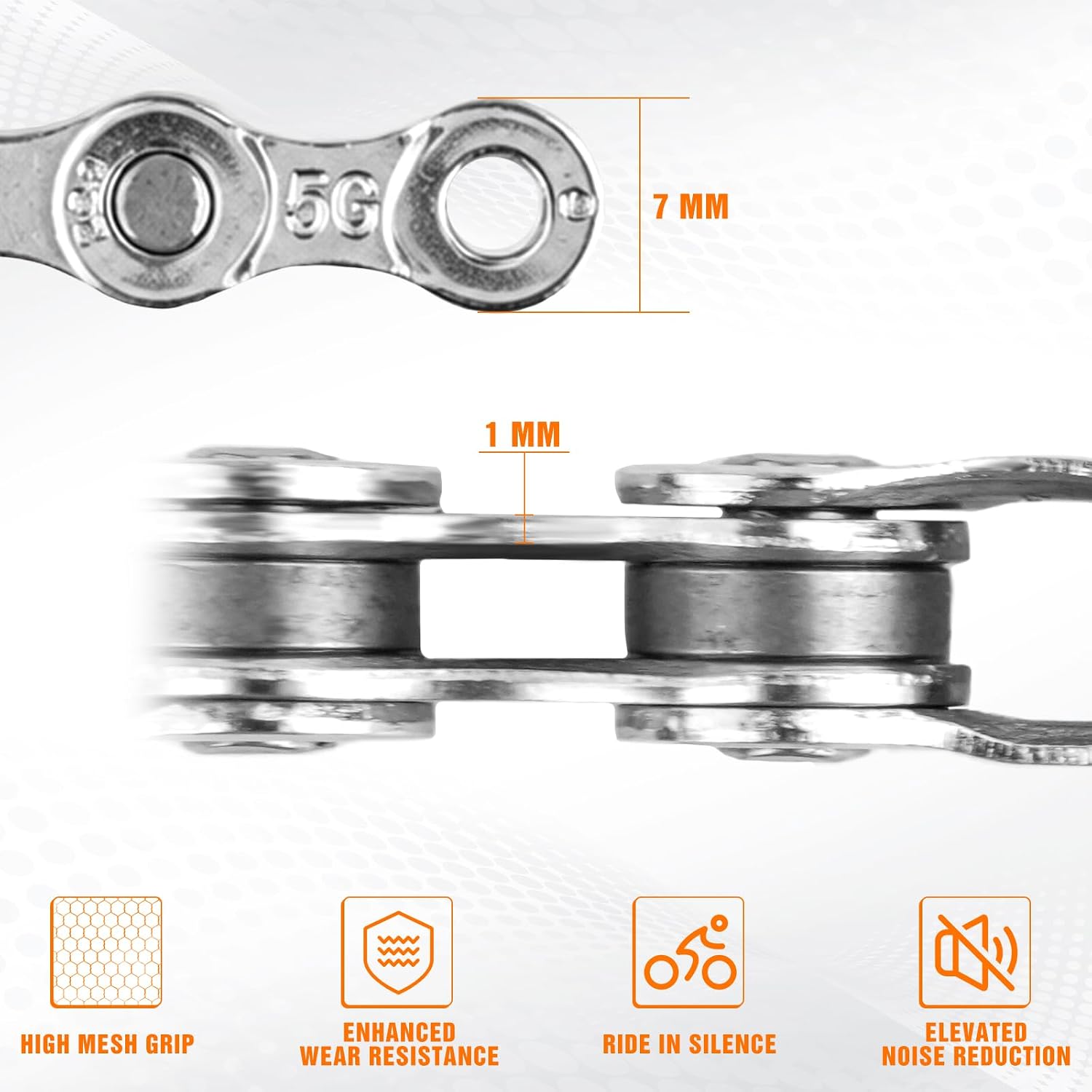 KMC Bicycle Chain 128 Links for 6 7 8 Speeds Bicycle, 1/2" x 3/32" x 128 Links with Chain Cutter for Full-Suspension MTB, Ticycle, Cruiser Bike, City Bicycle