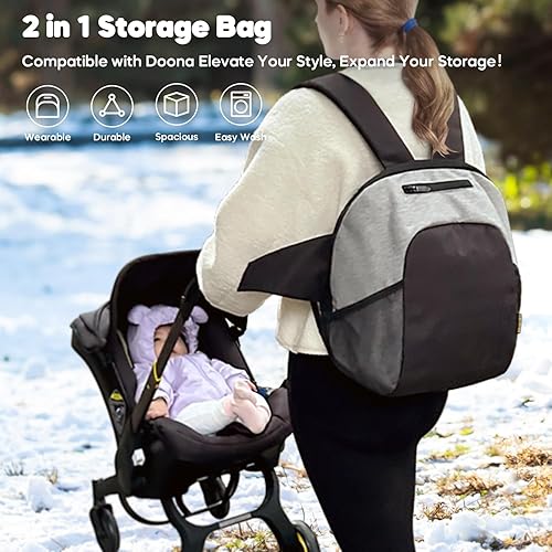 Miniatura 7 de mamatepe Bolsa de almacenamiento compatible con asiento de automóvil infantil Doona, bolsa organizadora, mochila portátil para viajes de bebé, bolsa