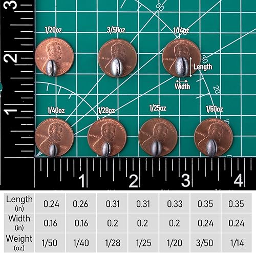 Miniatura 2 de Dr.Fish Paquete de 100 plomos ovalados divididos para pesar de pesca, clip de peso de plomo en línea de pesca, plomizo de pesca de agua dulce y