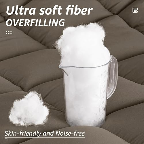 Miniatura 3 de Edredón de cama tamaño matrimonial para todas las estaciones, relleno de edredón acolchado alternativo con pestañas de esquina, cálido para