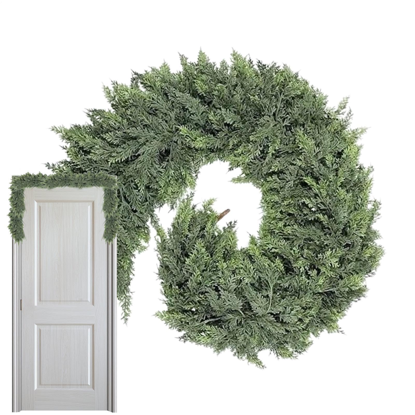 Guirnalda de Pino para Navidad Decoración Navideña de Guirnalda Artificial | Corona para Decoración de Hogar en Pared Puerta Chimenea Boda Árbol Escaleras