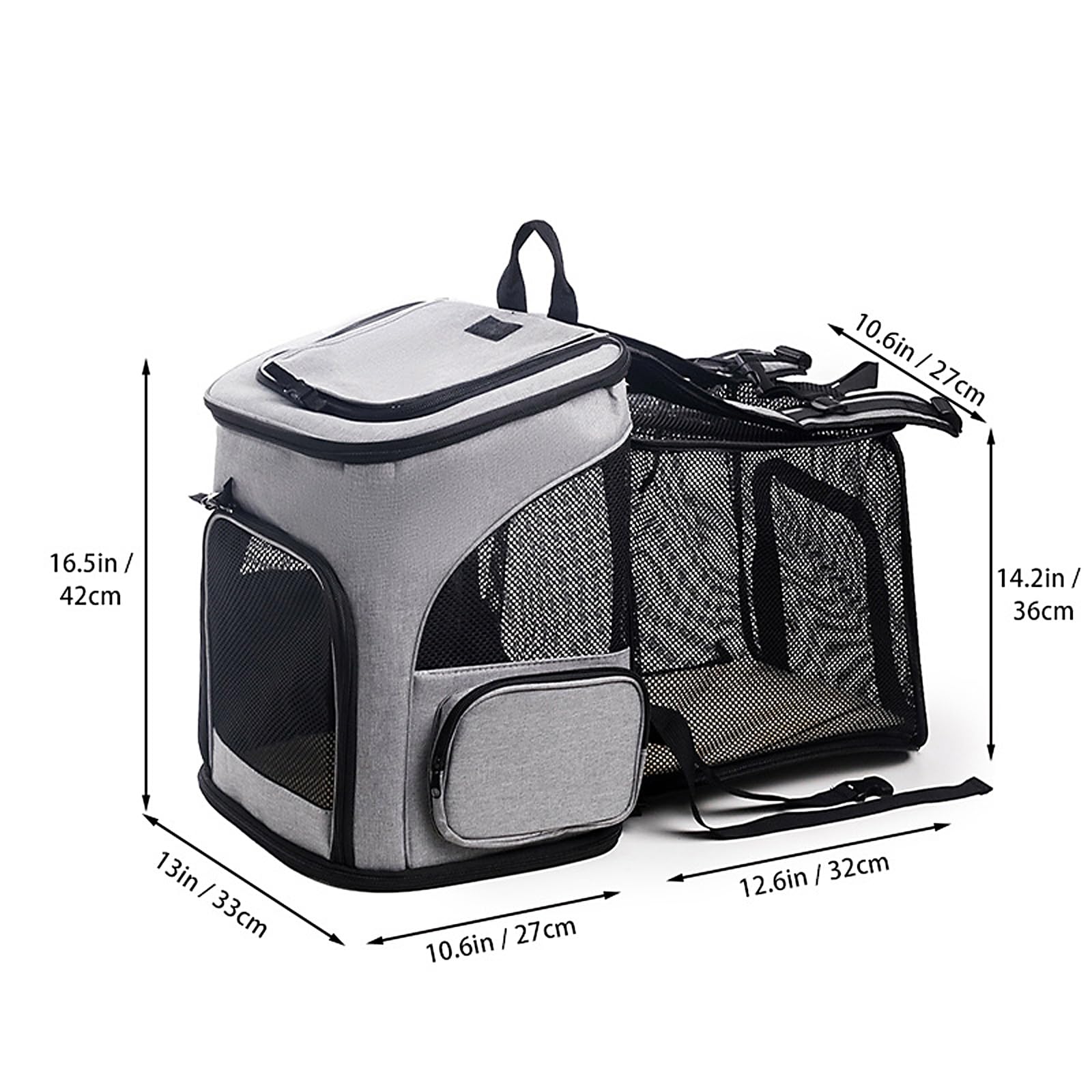 Transportador convertible para asientos de coche para perros y cama de viaje, base antideslizante, anillos de cinturón, bolsillo de almacenamiento con correa reforzada para transportar mascotas