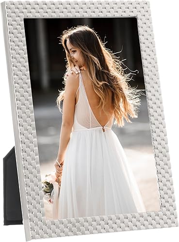 Miniatura 2 de Lawrence Frames Marco de fotos con diseño de pulsera de metal fundido, 4 x 6, color plateado