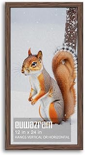 Rustic Walnut 12x24 Frame - Single Frame, 12 x 24 Poster Frame for Artwork, Puzzles, Photos and Movie Posters Picture Frames