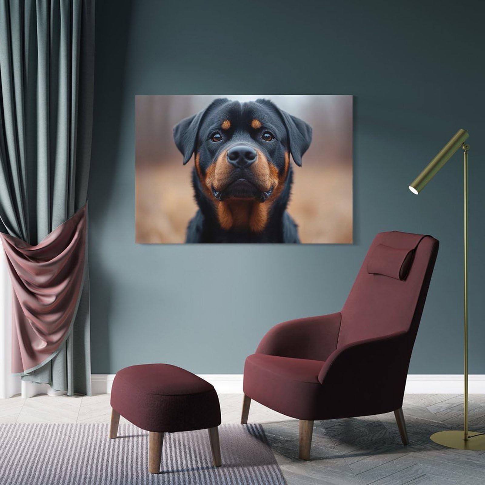 Junmoney Home Decor Wall Art Rottweiler Portrait, 24x36inch(60x90cm), for Hallway, Bedroom Or Modern Interiors, Gift Idea for Housewarming And Birthdays