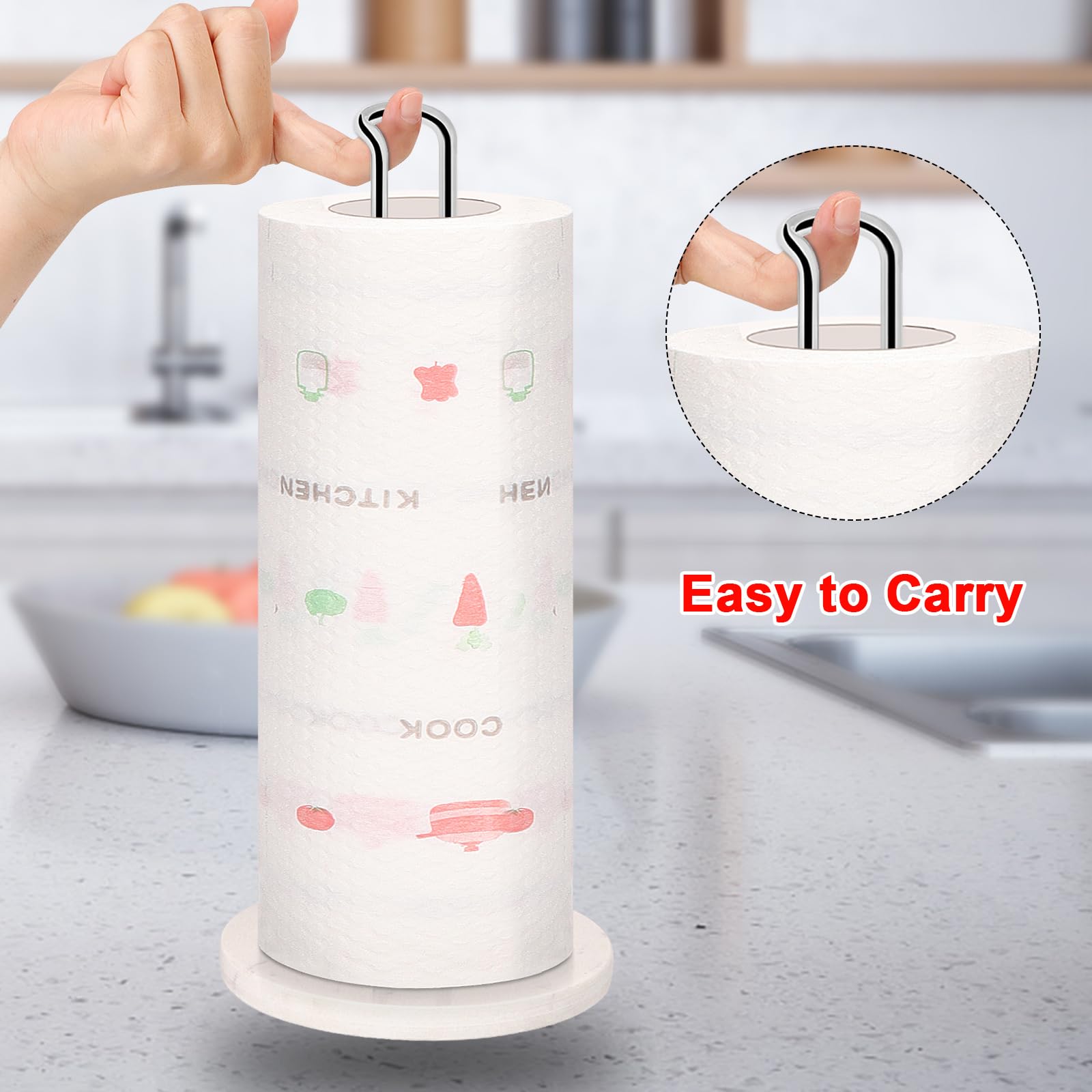 Soporte para toallas de papel, dispensador de toallas de papel de metal resistente con base de mármol, tamaño estándar o jumbo para encimera de cocina, granja, sala de estar, acabado cromado 2