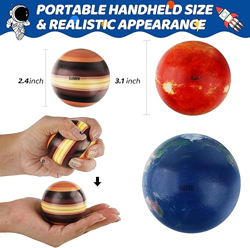 Miniatura 3 de 10 mini bolas de espuma de poliuretano, bolas de estrés del sistema solar para niños y adultos, planetas para aliviar el estrés, juguete educativo