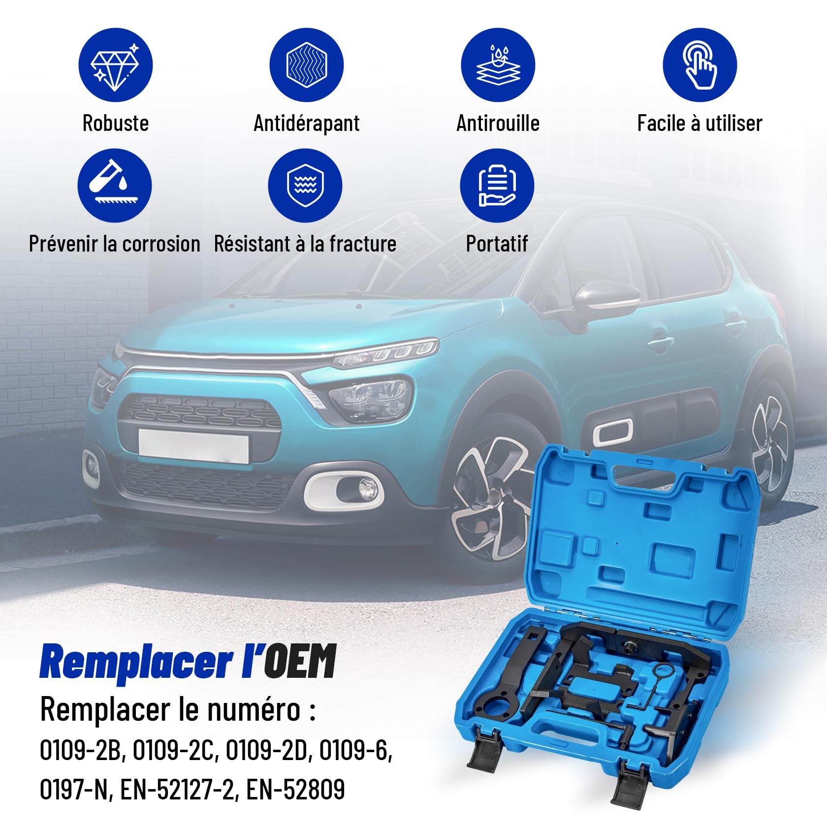 CarBole Kit d'outils pour Courroie de Distribution, pour PureTech EB0 EB2 | OEM 0109-2A pour Citroën Peugeot Opel 1.0/1.2 VTi VVT/GDI PureTech EB0/EB2, Kit d'outils de Calage du Moteu,Timing Moteur