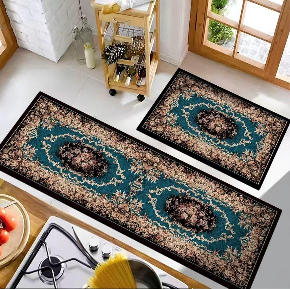 Kitchen Mats Rugs Sets Non-Slip Washable Floor Carpet Bedroom Mats Sets Soft Super Absorbent Anti Fatigue Mat Runner Set Doormat Bathroom (AW-11)