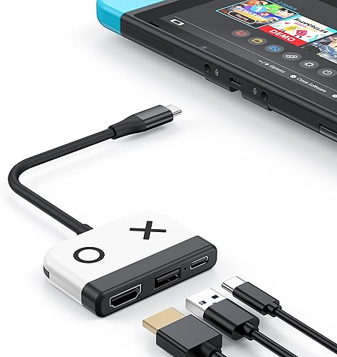 Base de interruptor para Nintendo Switch OLED, base de TV portátil con puerto HDMI USB 3.0 y carga USB C, base de viaje para Nintendo Switch Steam