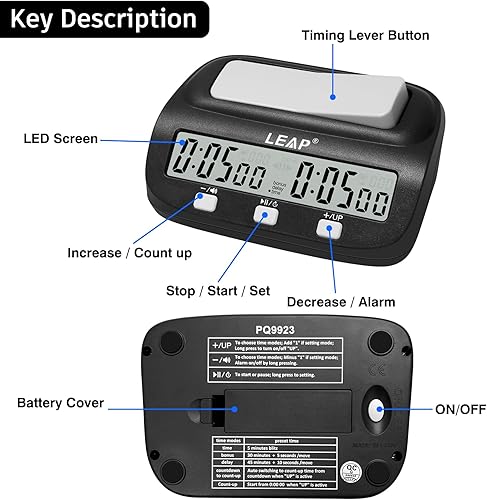 Miniatura 2 de LEAP Reloj de ajedrez digital con temporizador de ajedrez profesional con bonificación de tiempo y características de retardo ideal para ajedrez
