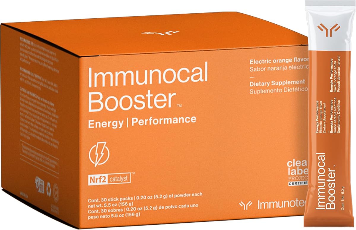 Immunocal Booster Energy Performance – Rapid Energy, 3 Natural Sources of Caffeine (Coffee, Green Tea, Guarana), Nrf2 Activator, Supports Focus + Alertness | Gluten Free, Sugar Free | 30 Servings